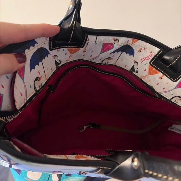 Dooney & Bourke White, Teal and Navy Penguin Cityscape Tote - Picture 6 of 7